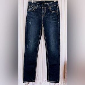 Silver Jeans SUKI Straight western works distressed Size W27 stretch